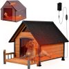 Large Dog House Outdoor Insulated Dog Kennel with HeatingLiner for Winter Strong Iron Frame Dog House
